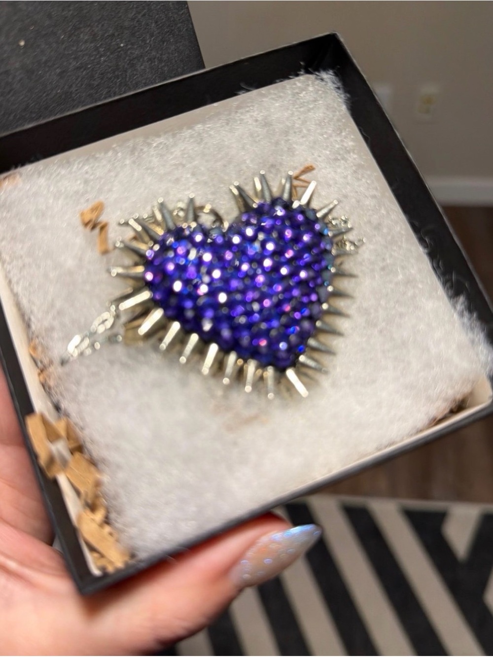 Bunny Paige y2k Purple Crystal Heart Pendant Necklace